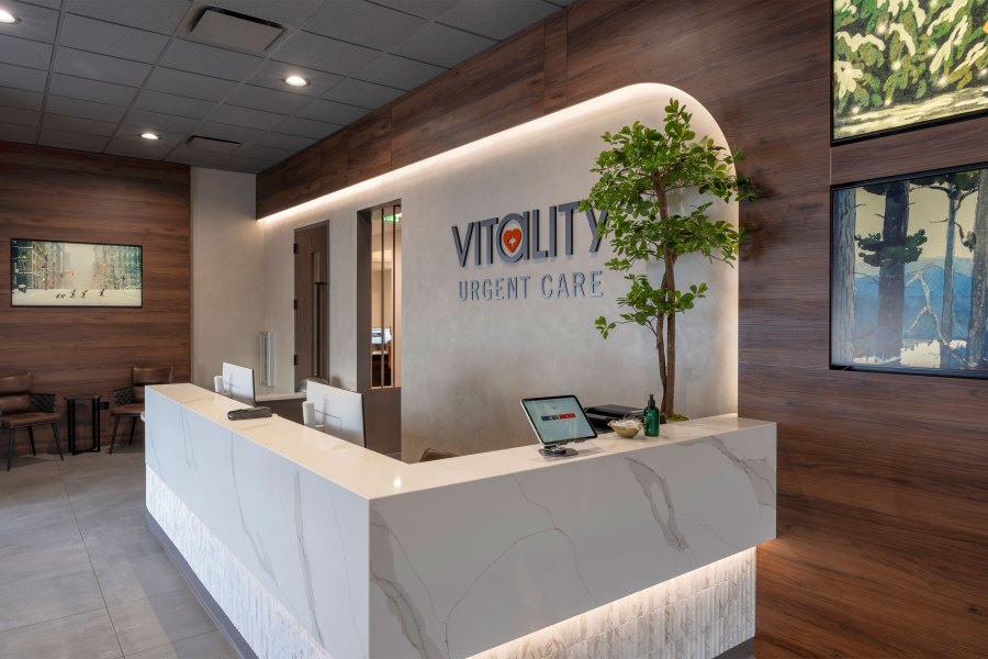 Reception Desk Angle View CloseUp Vitality Urgent Care in Lake Zurich 4
