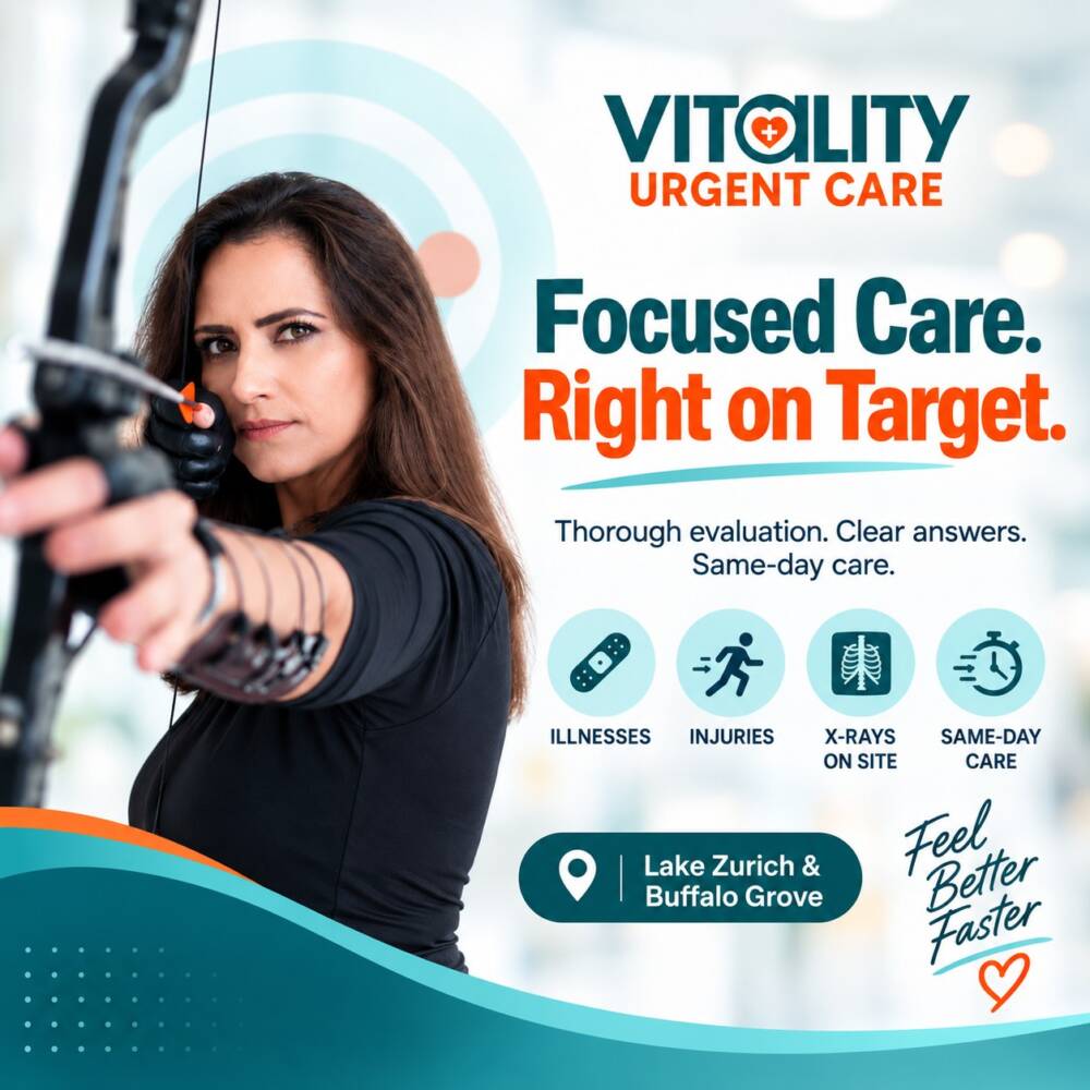 Focused urgent care at Vitality Urgent Care with careful evaluation and clinical decision making
