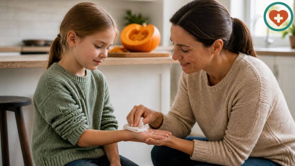 Parent pressing a cloth on a child’s cut hand, wondering do I need stitches